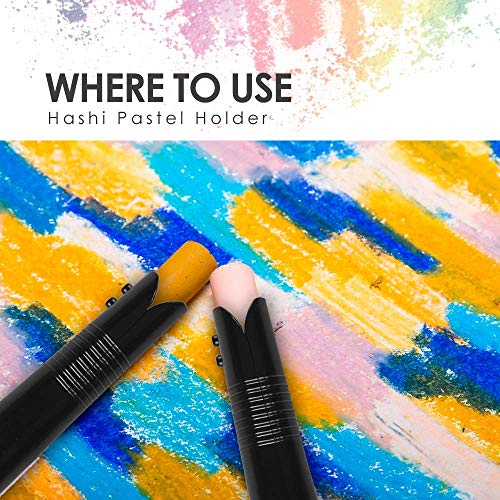 HA SHI Adjustable Pastel Holder Set (2pcs), Universal Art Stick Extender for Soft Pastels, Charcoal & Erasers, Professional Grip Tool for Adult Artists, Prevents Breakage & Stains - color: Pastel Holder (2 Pieces)