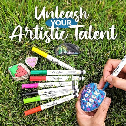 Acrylic Paint Markers Set – 12 Acrylic Paint Pens for Fabric, Metal, Rock Painting & Ceramic – Art Supplies for Adults & Kids - size: Fine Tip (Pack of 12)