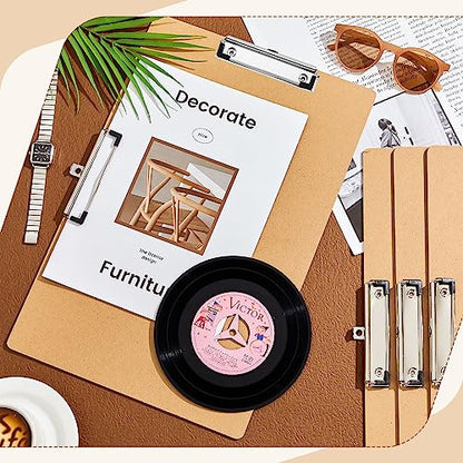 Henoyso 4 Pcs 14 x 20 Inch Extra Large Clipboard Wooden Lap Board with Low Profile Clip Brown Double Landscape Clip Hardboard Drawing Horizontal Clipboard for Paper Sketching Art Supplies