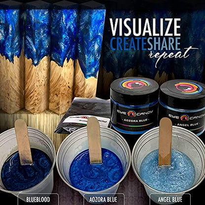 Eye Candy Pigments Premium Blue Mica Powder - Angel Blue (50gr) - for Epoxy, Resin, Soap, Paint, Woodworking, Acrylic Pouring, Bath Bombs, Fishing Lures - DIY Arts and Crafts Additive - color: Angel Blue