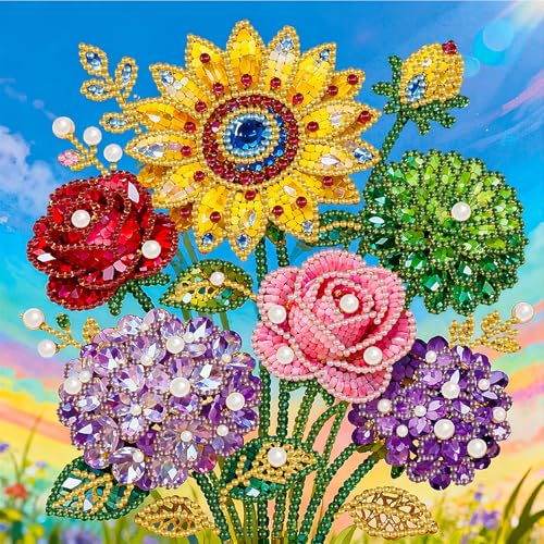 BSNRCH Flower Diamond Art Pearl Painting Kit, DIY Pearl Art Painting with White, Handmade Gem Dot Picture Craft for Home Wall Decor Present Set-12x12 inch - color: Flower