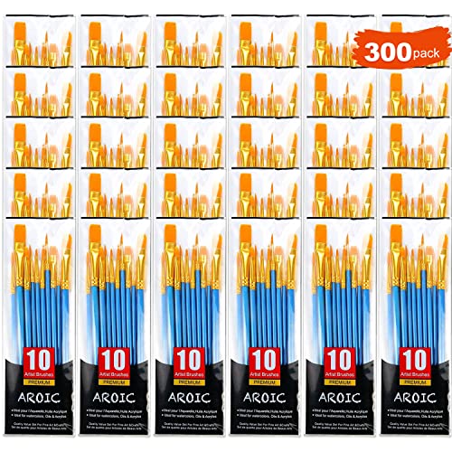 AROIC Painting Brush Set, 30 Packs/300 Pieces, Nylon Brush Head, Suitable for Oil and Watercolor, Perfect Suit of Art Painting, Best Present for Painting Enthusiasts - size: 300pcs