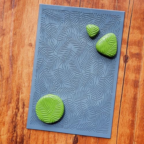 Palm Leaves Polymer Clay Texture Mat-Leaves Texture Sheet for Polymer Clay Jewelry Making, Earring Charms, DIY Craft Supplies - style: palm leaves 1