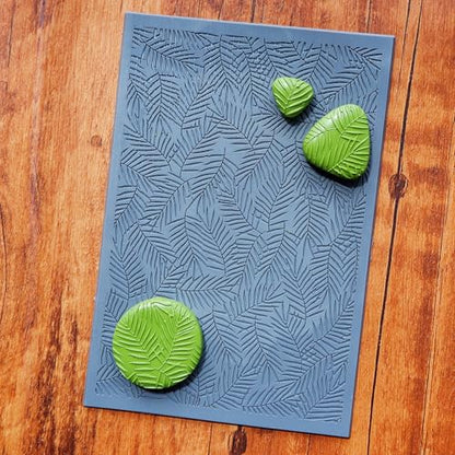 Palm Leaves Polymer Clay Texture Mat-Leaves Texture Sheet for Polymer Clay Jewelry Making, Earring Charms, DIY Craft Supplies - style: palm leaves 1