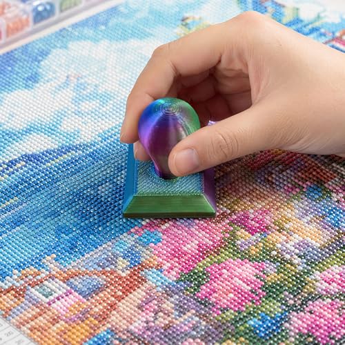 POETRYDRAW Diamond Art Painting Embossing Roller 3D Printing Diamond Art Painting Seal Press Diamond Art Painting Roller Tool Set for Multi-Color Square & Circular Drills (Iridescent) - color: Aurora Iridescent