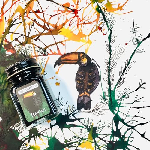 Monteverde Jungle Fountain Pen Ink, 30ml, Toucan (Black) | Animal-inspired fountain pen ink with bold color, smooth flow, and creative writing personality. - color: Toucan (Black)
