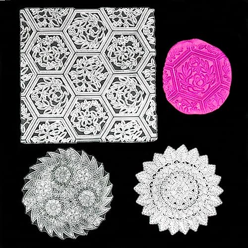 Premium Silicone Texture Stamp Sheets for Polymer Clay Jewelry and Clay Earrings - Set of 3 Floral and Unique Patterns - Easy to Use and Clean (Group 4) - color: Group 4