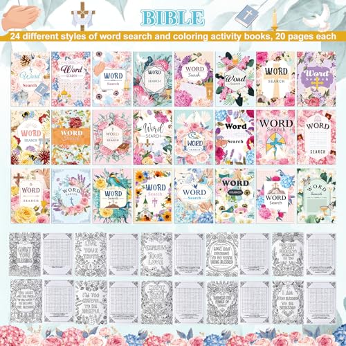 Liliful Flower Coloring Book Bulk for Adult Kids DIY Art Stress Relief Drawing Book with Patterns for Adults, Party Favors, Goodie Bag Filler and Holiday Gifts(Biblical Style) - style: Biblical Style
