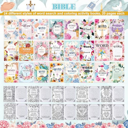 Liliful Flower Coloring Book Bulk for Adult Kids DIY Art Stress Relief Drawing Book with Patterns for Adults, Party Favors, Goodie Bag Filler and Holiday Gifts(Biblical Style) - style: Biblical Style