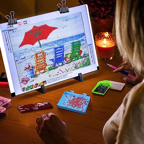 A3 LED Light Pad for Diamond Painting,Ratukall Diamond Art Light Board Kit,Adjustable Brightness Light Box for Tracing with Diamond Painting Accessories and Tools Includes Storage Case, Pens,Stand - style: 02-A3 Light Pad Kit