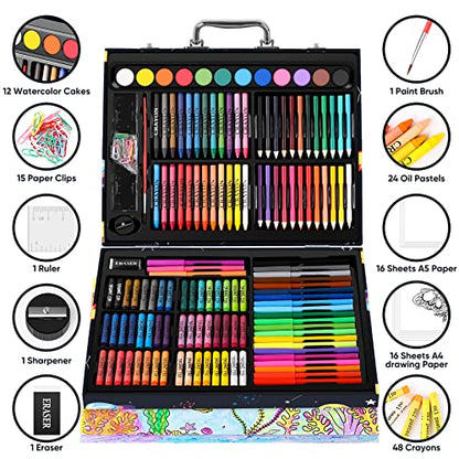 Soucolor 183-Pack Cute Preppy Stuff School Office Teacher Supplies: 48 ct Crayons, 24 Oil Pastels, 24 Drawing Pencils, Art Markers, Watercolor Cakes, Sketch Papers, Classroom Must Have, Stocking Stuff - style: Spaceship