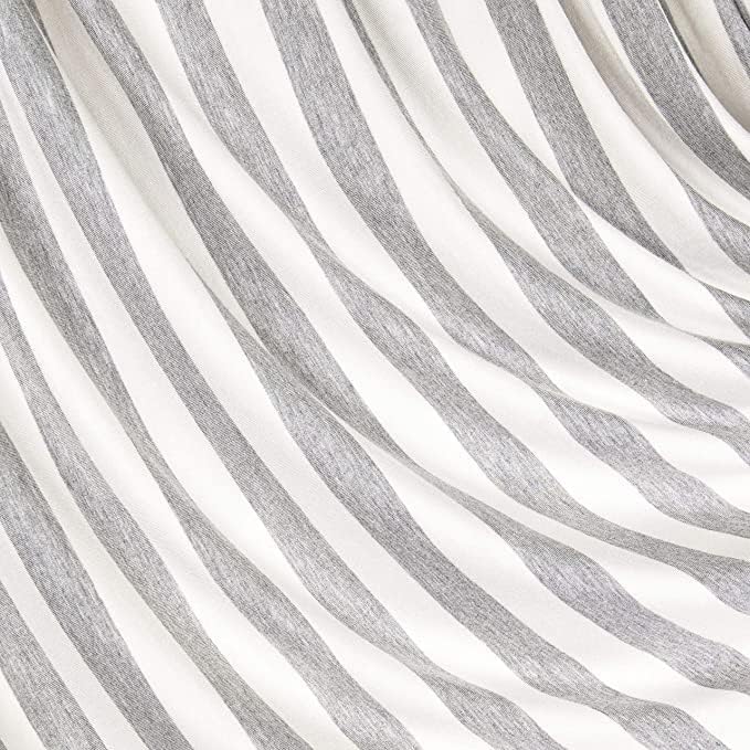 FabricLA Rayon Spandex Jersey Knit Fabric 1" Stripes - 58/60" Inches (150 CM) Wide by The Yard - 4 Way Stretch Fabric - Light to Medium Fabric 220 GSM - (Cream, Grey) - 5 Yards - color: Cream, Grey, size: 5 Yard Pre Cut