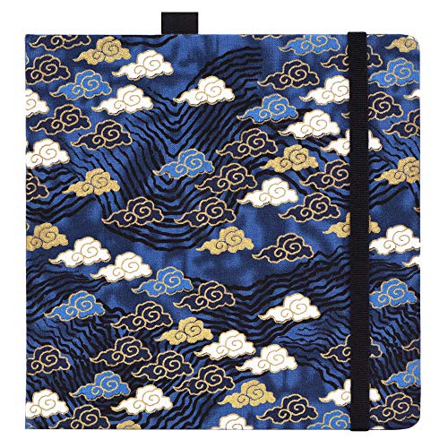 Square 8.2x 8.2 inches 165gsm Colored Pencil Paint Journal Hardbound 128pgs（64 Sheets Front Back Cold Pressed）Travel for Colored Pencil Sketch Doodles Handmade Cloth Cover Notebook Blue Cloud A16 - color: L-blue cloud