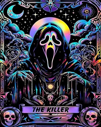Paint by Numbers for Adults, Skull Moon Star Paint by Number Kits on Canvas | Paint by Numbers DIY Acrylic Oil Easy Halloween Painting by Numbers for Beginner Home Wall Decor 16X20 inch (Without Frame)