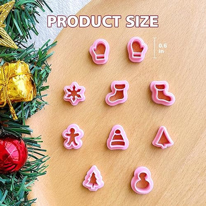 KEOKER Christmas Polymer Clay Cutters - 10 Shapes, Christmas Tree Cutters for Polymer Clay Earrings - color: studs clay cutters