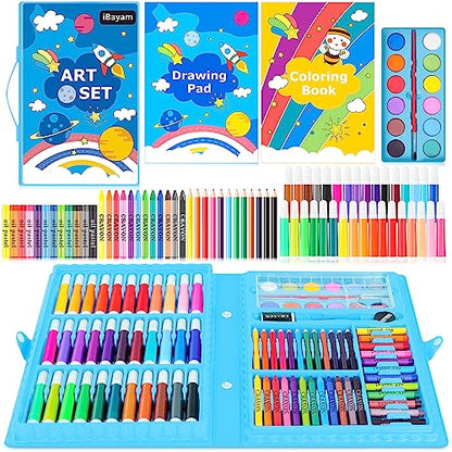 iBayam Coloring Set for Adult, Cute Preppy Stuff, 149-Pack Sketching Drawing Supplies Kits Painting Kits Art Set, Drawing Pad, Coloring Book, Crayons, Pastels, Pencils, Pens - color: Blue