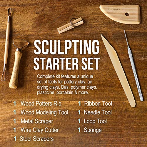 U.S. Art Supply Pottery & Clay Tools Set (12-Piece) - Includes Pottery Tools, Canvas Case for Sculpting, Ceramics, and Easy Storage & Transport - size: 12-Piece with Nylon Case