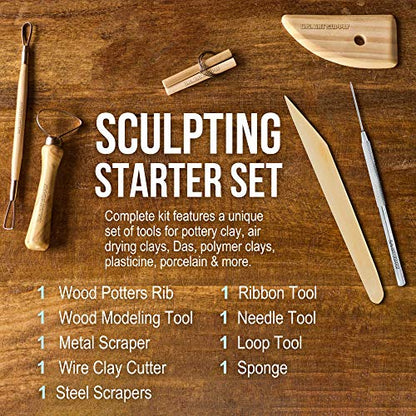 U.S. Art Supply Pottery & Clay Tools Set (12-Piece) - Includes Pottery Tools, Canvas Case for Sculpting, Ceramics, and Easy Storage & Transport - size: 12-Piece with Nylon Case