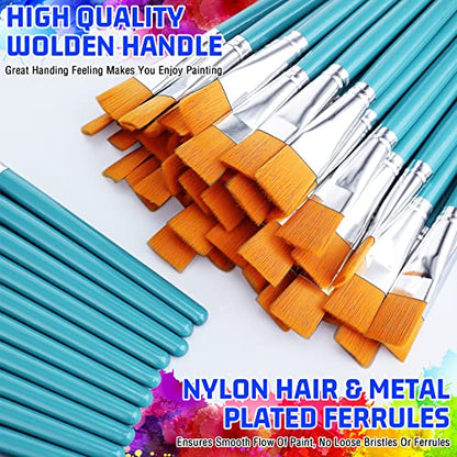 Zonon 30 Pieces Paint Brushes Bulk Small Flat Top Acrylic Oil Paint Brush for Artists Mini Touch up Crafts Detail Painting(3/4 Inch,Blue) - color: Blue, size: 3/4 Inch