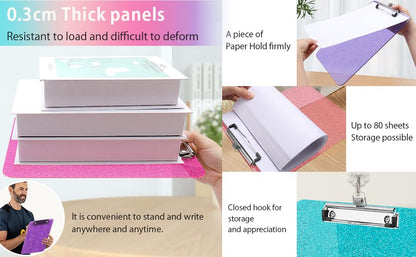Sparkly Clipboard with Pen Holder, Clear Plastic Glitter Clip Board, Hanging Shiny Clipboards with Low Profile Metal Clip, Letter A4 Size for Taecher Women Office School (Rose Red) - color: Rose Red