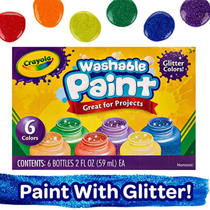 Crayola Washable Kids Paint, 10 Neon Paint Colors, 2 Oz Bottles, Gift