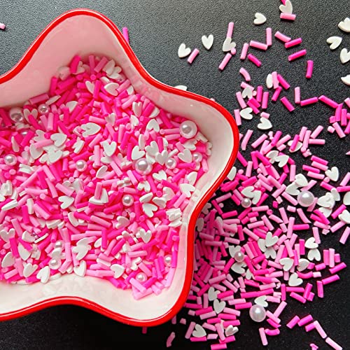 EHOPE Fake Sprinkles Resin Sprinkles Fake Candy Sprinkles Clay Sprinkles Polymer Sprinkles Polymer Clay Slices for Nail Art DIY Crafts Cake Phone Case(40G-Pink Heart-46) - color: 46-Pink Heart