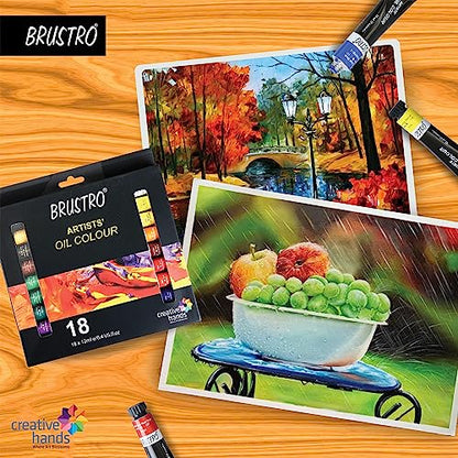 BRUSTRO Artists Oil Colour Set Of 18 Colours X 12Ml Tubes 12 ml tubes