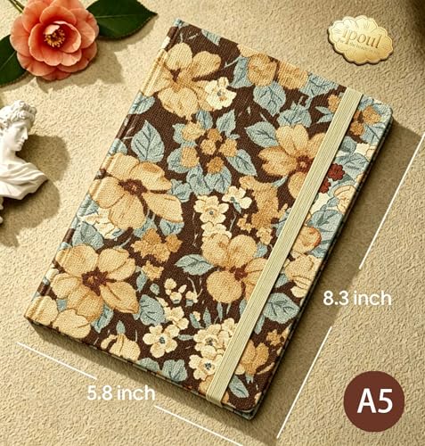 A5 Sketchbook, Cute Notebook, Drawing Journal, Blank Pages, Sketch Journal, Unlined Paper, for Art Drawing, Plain, Gifts for Women, Camellia Flower, Brown - color: Camellia Brown, style: Plain