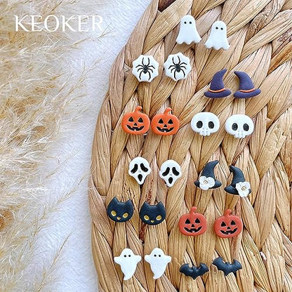 KEOKER Halloween Polymer Clay Cutters, Clay cutters for Halloween Earrings Making, 20 Shapes Halloween Clay Earrings Cutters, Pumpkin Clay Cutters For Polymer Clay Jewelry (ALL 1) - color: ALL 1