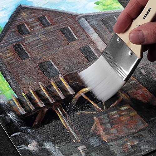 Jerry's Artarama InstaVar™ Gloss Picture Varnish & Varnish Brush Sets - Perfect for Varnish Paintings, Artists, Professionals, Restoration, & More! - 3.4oz Bottle w/ Set of 6 Brushes - size: 3.4oz Bottle & Brushes