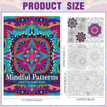 Liliful 24 Pcs Mindful Coloring Book Bulk for Adult DIY Art Stress Relief Drawing Book with Relaxing Mindfulness Patterns for Adults, Party Favors, Goodie Bag Filler and Holiday Gifts - style: Mindful