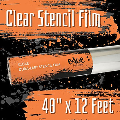Grafix Edge Stencil Film - 40” x 12’ Roll – Ultra-Clear .005” Dura-Lar Film, Create Custom Stencils for Urban Art Projects, Spray Painting, Screen Printing, Drawing, Airbrushing and More, Roll - size: 40"x12'x0.005", style: Clear, Roll