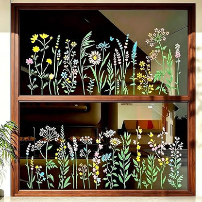 6 Pack 14'' Wildflower Wall Stencil, Reusable Flowers Stencils for Painting Large Pattern on Walls, Wood, Fabric, Furniture, Modular Floral Botanical Stencil Kit