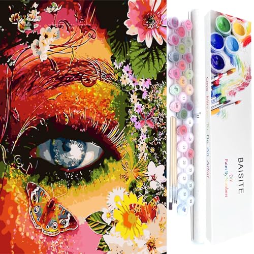BAISITE Paint by Numbers Kit for Adults Beginners,16" Wx20 L Canvas for Painting Kits for Adults in Colorful Box-Color Eye Mother Earth 8407 - color: HXL-8407-3, size: Without Frame(20"X16")