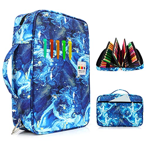 YOUSHARES Color Pencil Case 300 Slots - Oxford Colored Pencil Case with Zipper Holds 300 Colored Pencils or 200 Gel Pens for Prismacolor Colored Pencils & Gel Pen (Quicksand Blue) - color: Quicksand Blue