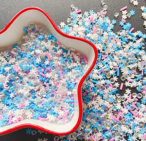 EHOPE Fake Sprinkles Fake Christmas Sprinkles Fake Candy Sprinkles Clay Sprinkles Polymer Sprinkles Polymer Clay Slices for Nail Art DIY Crafts Cake Phone(40G-Sugar granules+Snowflake-21) - color: 21-Sugar granules+Snowflake