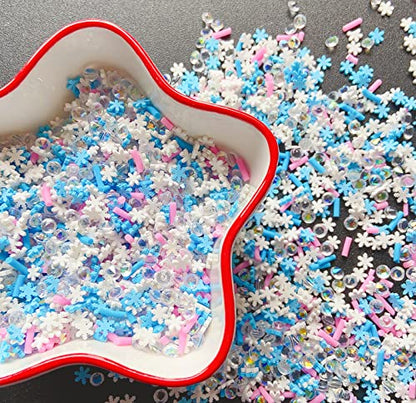 EHOPE Fake Sprinkles Fake Christmas Sprinkles Fake Candy Sprinkles Clay Sprinkles Polymer Sprinkles Polymer Clay Slices for Nail Art DIY Crafts Cake Phone(40G-Sugar granules+Snowflake-21) - color: 21-Sugar granules+Snowflake
