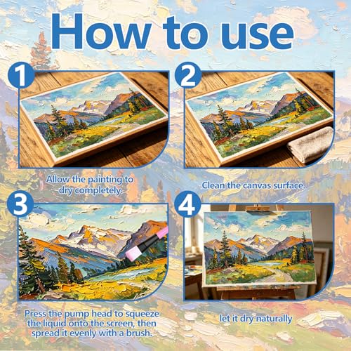 Large Gloss Acrylic Varnish with Pump, High Gloss Clear Sealer for Acrylic Paintings, Quick-Dry Water-Based Non-Toxic, UV & Yellowing Protection, Multi-Surface with Bonus Brush (1050ml) - size: 1050ml
