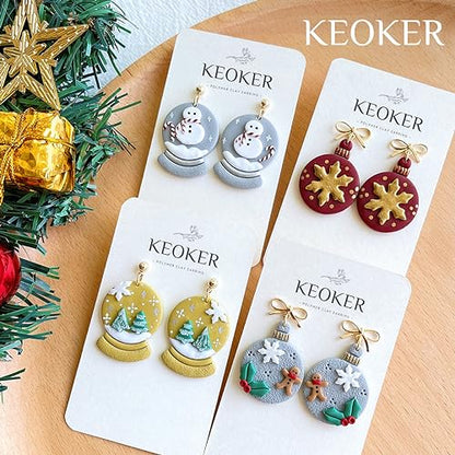 KEOKER Christmas Clay Cutters, Christmas Polymer Clay Cutters for Earrings Making, 20 Clay Cutters Shapes - color: ALL