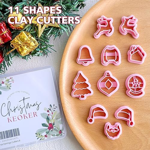 Keoker Christmas Polymer Clay Cutters - 11 Shapes Earrings Cutters for Winter - color: earrings clay cutters