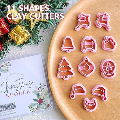 Keoker Christmas Polymer Clay Cutters - 11 Shapes Earrings Cutters for Winter - color: earrings clay cutters