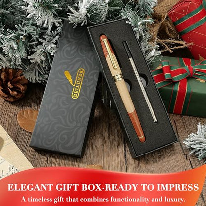 BEILUNER Luxury Wood Ballpoint Pen Writing Set,Maple-Elegant Fancy Nice Gift Pen Set for Signature Calligraphy Office Fancy Nice Supplies - Christmas Gift Boxed with Extra Refills (Black) - color: Maple