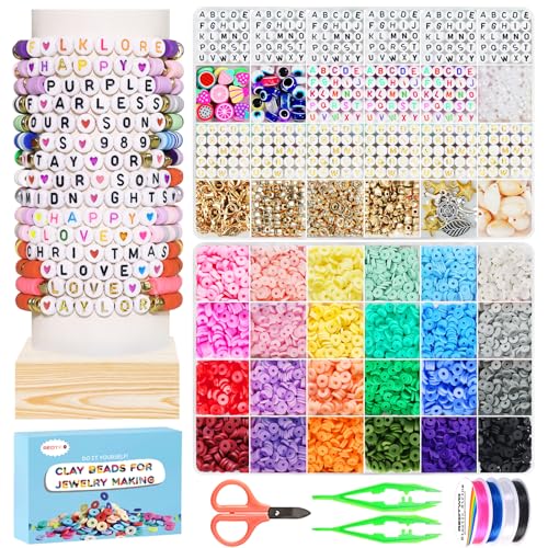 Redtwo Friendship Bracelet Kit Concert Bracelets Merch, 2 boxs 7200pcs Clay Beads Jewelry Making Kit with Number Letter Beads Album Inspired Bracelets Gift for Girls Kids Teen Crafts - color: 24 Colors 7200pcs
