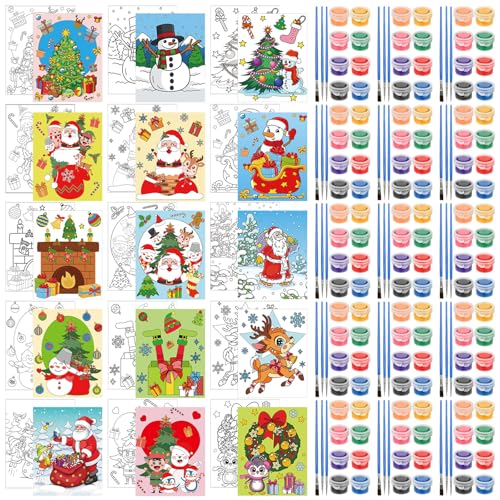 Sherr 15 Set Pre Drawn Painting Canvas for Adults 8 x 10 Inch Pre Painted Canvas Sip and Paint Party Favors Kit for Adults Paint Party(Christmas Style) - style: Christmas Style
