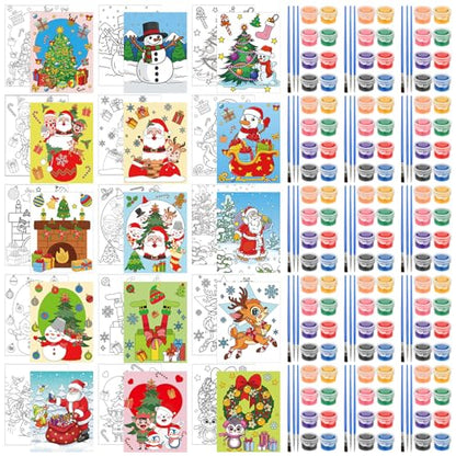 Sherr 15 Set Pre Drawn Painting Canvas for Adults 8 x 10 Inch Pre Painted Canvas Sip and Paint Party Favors Kit for Adults Paint Party(Christmas Style) - style: Christmas Style