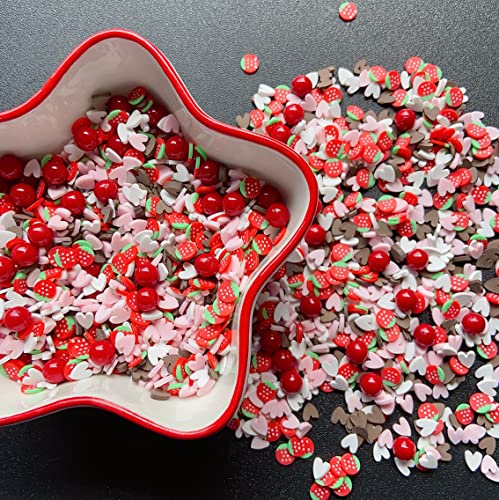 EHOPE Fake Sprinkles Resin Sprinkles Fake Candy Sprinkles Clay Sprinkles Polymer Sprinkles Polymer Clay Slices for Nail Art DIY Crafts Cake Phone Case(40G-Strawberry+Heart-25) - color: 25-Strawberry + Heart