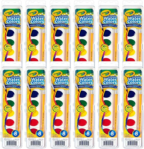 Crayola Washable Watercolor Paint Sets for Kids & Teachers (12ct), Bulk Classroom School Supplies for Preschool & Kindergarten, Wishlist Essentials, Crafting Activities for Toddlers
