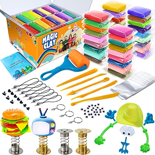 ESSENSON Modeling Clay Kit - 36 Colors Air Dry Magic Clay, DIY Molding with Sculpting Tools, Party Favors Kids Art Crafts Best Gift for Boys & Girls Age 3-12 Year Old - color: 36 Colors