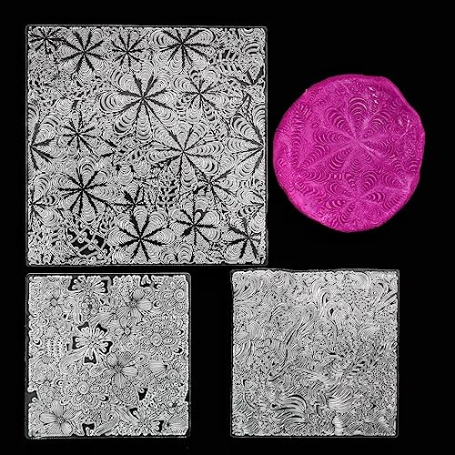 Premium Silicone Texture Stamp Sheets for Polymer Clay Jewelry and Clay Earrings - Set of 3 Floral and Unique Patterns - Easy to Use and Clean (Group 3) - color: Group 3