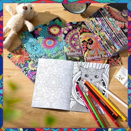 Liliful 24 Pcs Mindful Coloring Book Bulk for Adult DIY Art Stress Relief Drawing Book with Relaxing Mindfulness Patterns for Adults, Party Favors, Goodie Bag Filler and Holiday Gifts - style: Mindful